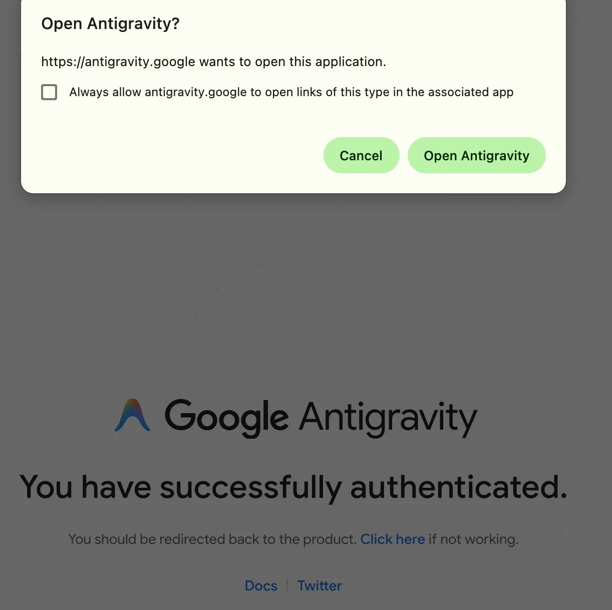 Antigravity 官方界面截图