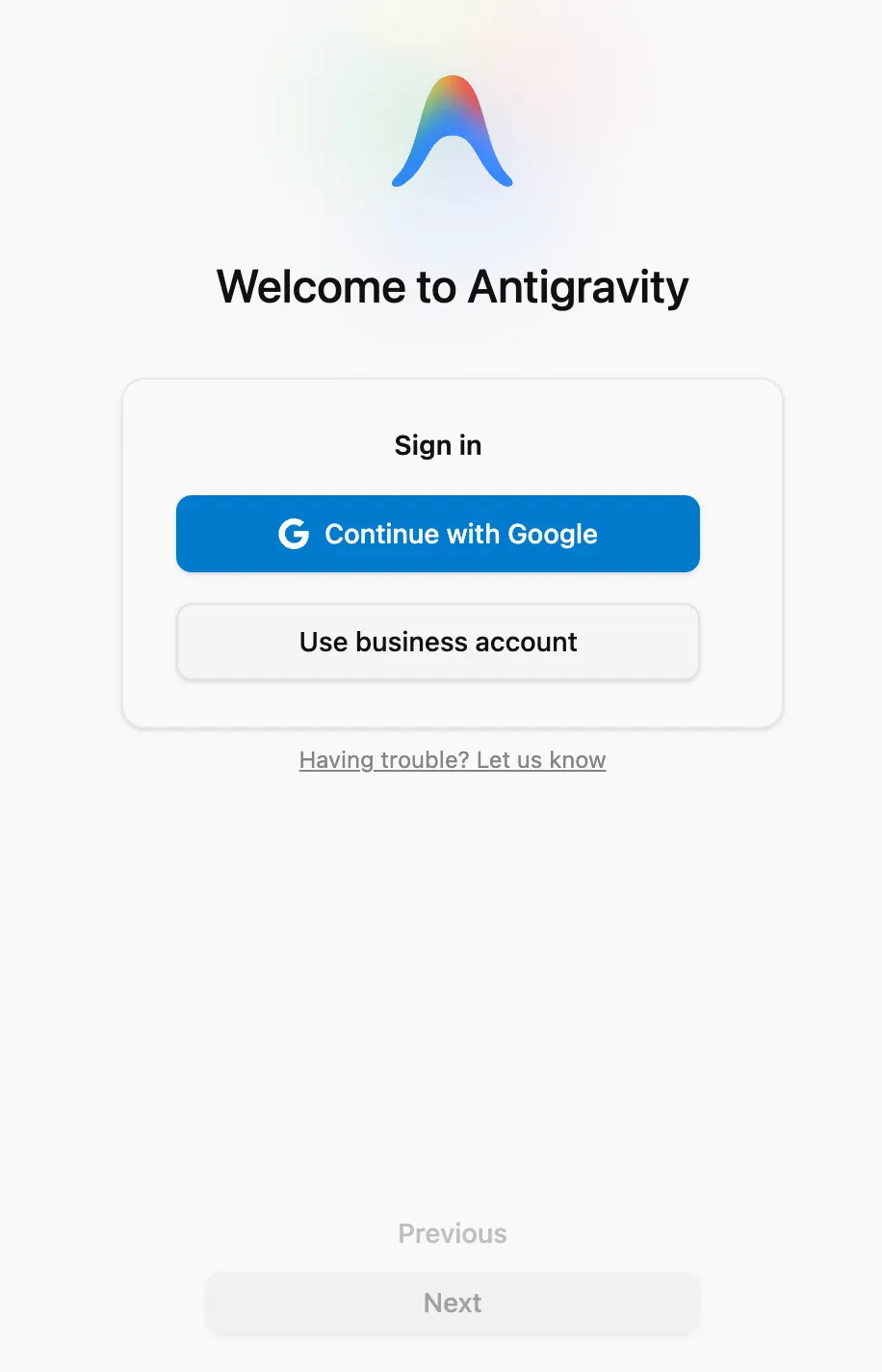 Antigravity 官方界面截图